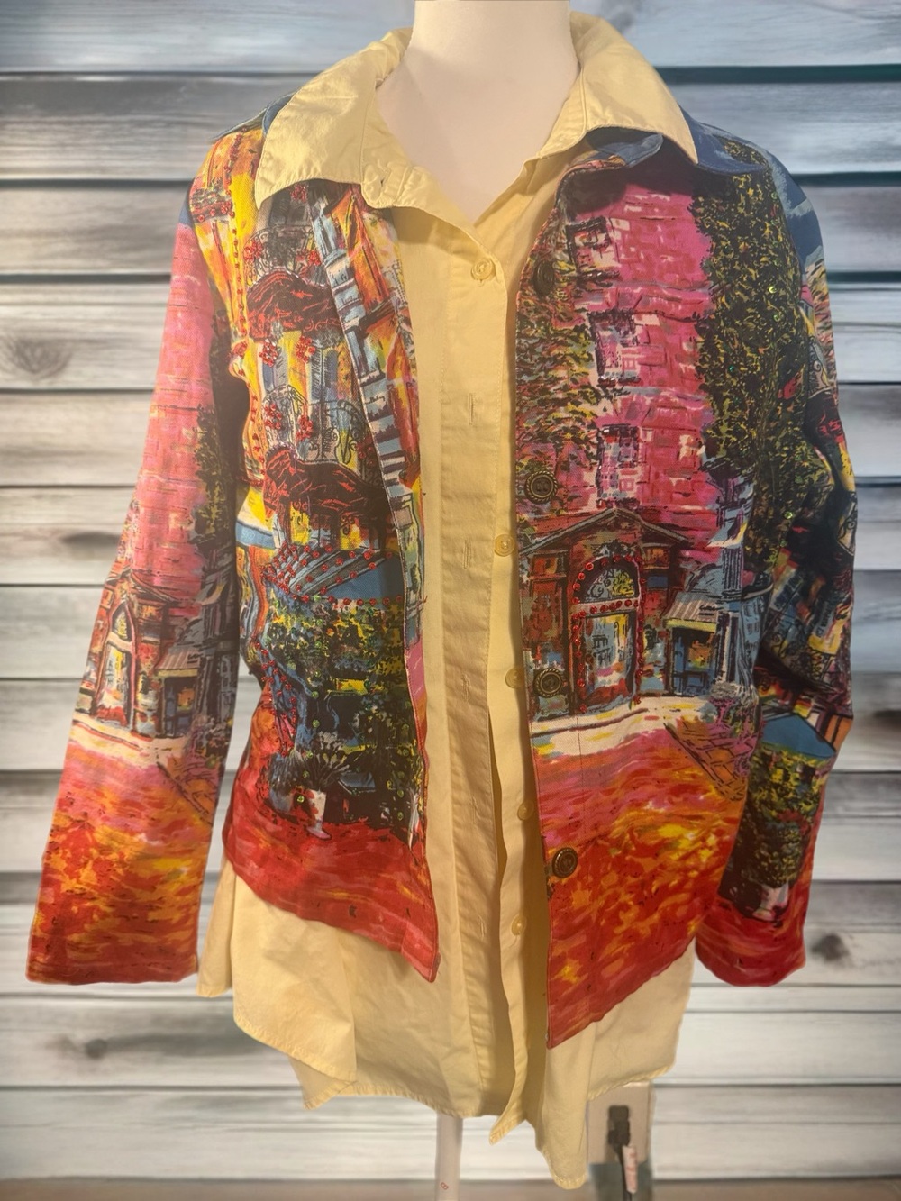 Vintage take two embellished Button-Up Jean Jacket size small